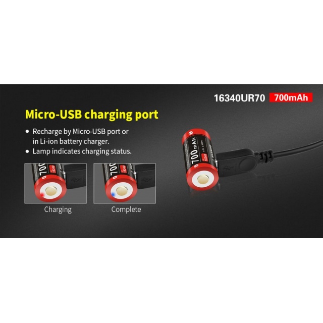 Klarus 16340 700mAh - Acumulator RCR123 Micro-USB Klarus - 7